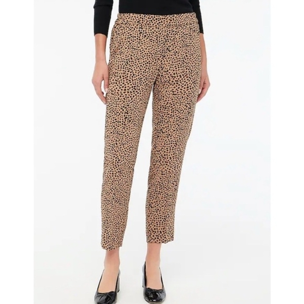 J. Crew Factory Tan and Black Leopard Cropped Ankle Pants